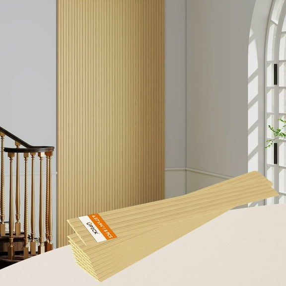 Upick WPC Slat Wall Panels, 8 Pack 94 x 6.57 in 3D Wood Wall Panels Fluted Textured for Interior Wall Decor, Oak