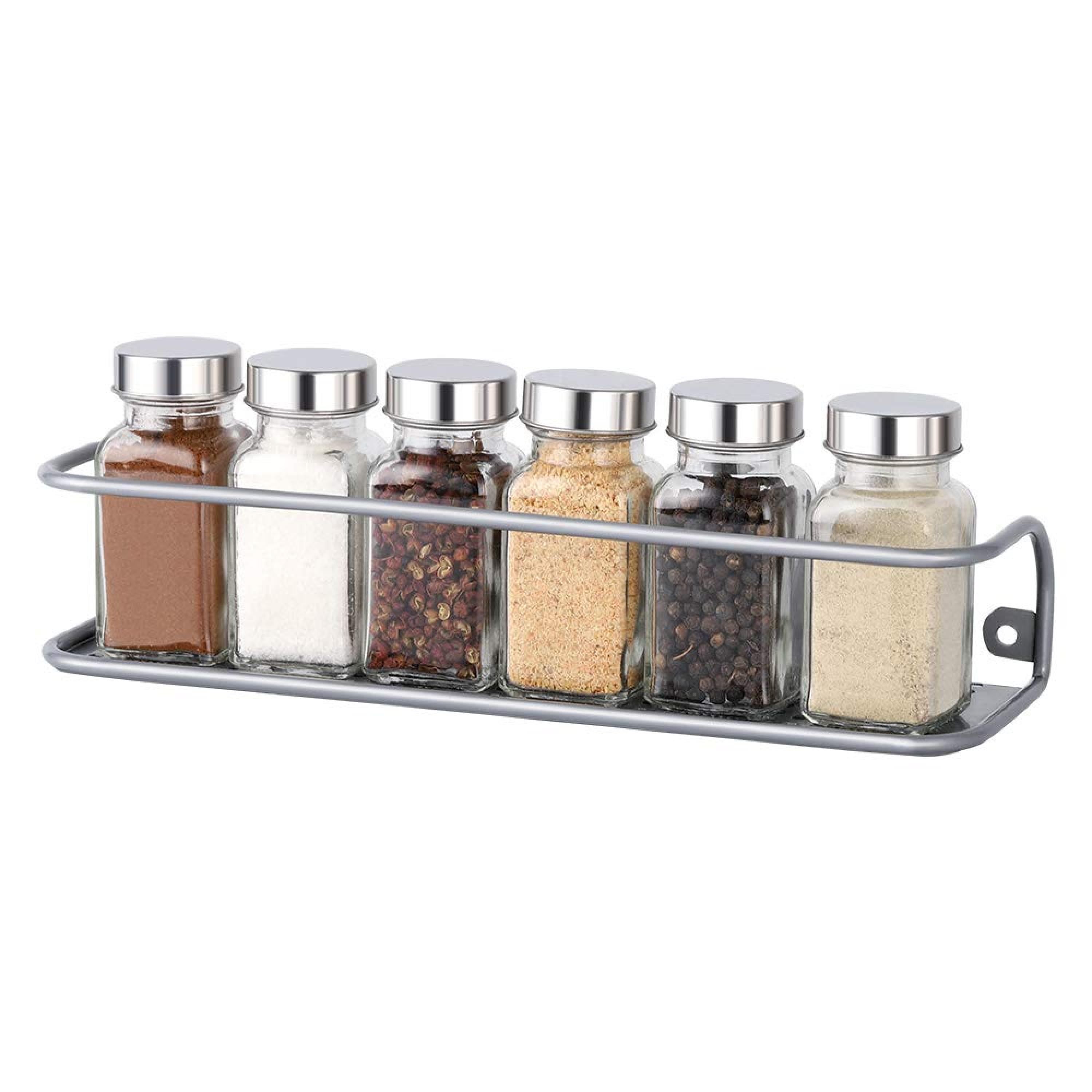 Set of 4 NEX Wall Mount Spice RacksSpice Jar Rack Holder for Kitchen Storage 