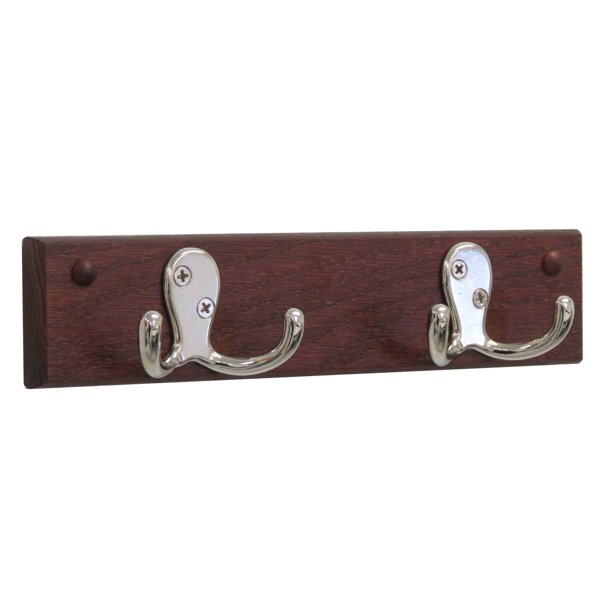 Wooden Mallet 2 Double Prong Hook Rail/Coat Rack , Mahogany