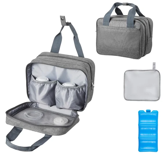 Portable Wearable Breast Pump Bag with Ice Pack for M5/M6,Ideal for Breastfeeding,Pumping Accessories,and Milk Storage,Perfect for Work and Travel,Grey