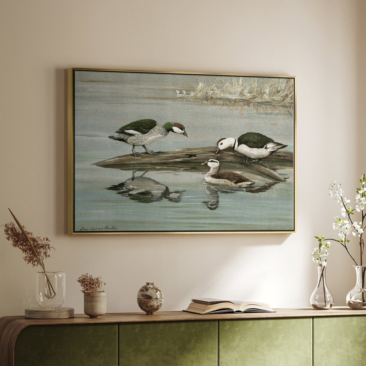 Vintage Animal Print-XIX By Wexford Home Framed in Gold Wood Gallery Wrapped Canvas 27 in. x 41 in.