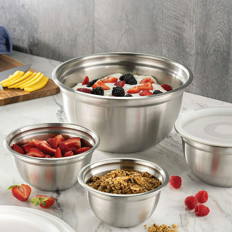 Stainless Steel Salad Bowls With Lid Anti-scald Food Mixing Bowl DIY Cake Bread  Mixer Kitchen Utensil Bowl Cooking Tools