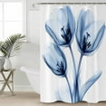 thumbnail image 2 of Extra Long Shower Curtain 72x96 Inch, Blue Flowers Shower Curtain Waterproof Bathroom Decor Gradient Botanical Tulip Floral Plants Fabric Bath Curtain Set Accessories with Hooks, 2 of 6