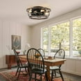 thumbnail image 4 of 18" Rustic Wood Caged Ceiling Fan with Light and Remote Control, Farmhouse 3-Speed Reversible Flush Mount Ceiling Fan, 4 of 9