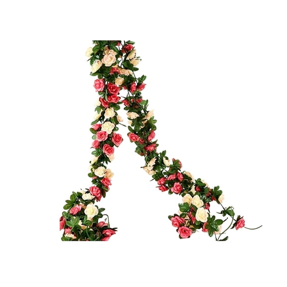 WWG Artificial Rose Vine, Flexible Bendable Rattan Flower Garland, Plastic Flowers with Hooks, Fade Resistant Synthetic Greenery, for Wedding Arch, Wall Decor, Fall Porch Decor, Home Decor