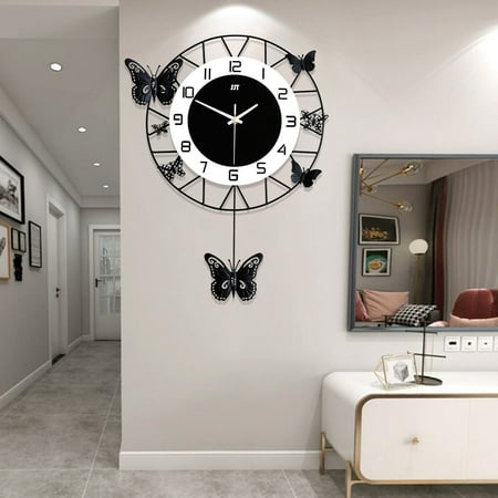 20 Modern Butterfly Clock Metal Quartz Pendulum Wall Clock Living Room Decor