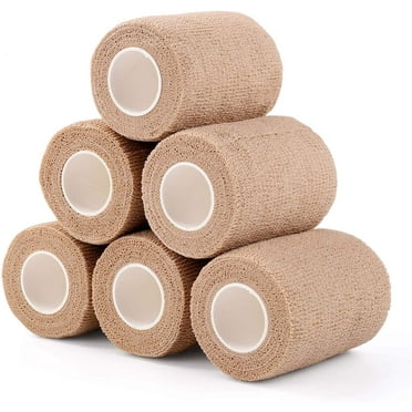 Self-Adhesive Cohesive Wrap Bandage Flexible Stretch Tape Athletic Strong Elastic First Aid Wrap Bandages for Wrist & Hand, Ankle Sprains, Swelling 6 Packs, 3Inch X 5Yards