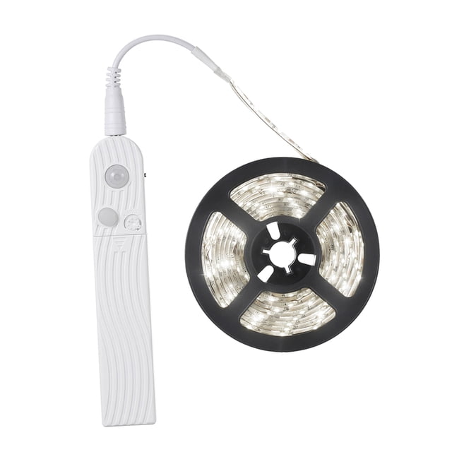 Riwcyla DC5, 2W 2 Meters 120 Strip Cabinet AAA Battery Powered Operated USB Charging Port Design PIR Motion Sensor Human Infrared Induction Technology Sensitive Control 3 Different Modes Effect