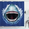 thumbnail image 1 of Ambesonne Shark Shower Curtain, Attack Open Mouth Bite, 69"Wx84"L, Navy Blue Grey Fuchsia, 1 of 3