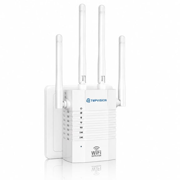 TOPVISION WiFi Extender Signal Booster for Home, 1200Mbps Dual Band 5GHz/2.4GHz WiFi Extender with Ethernet Port, Covers Up to 1500 Sq.Ft, WiFi Booster Supports 35 Devices, Easy Setup
