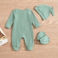thumbnail image 4 of LIUJUNSHOP Baby Boy Romper Coming Home Outfits Letter Print Bodysuit Jumpsuit+Hat+Gloves 3PCS Clothes Set Green 0-3 Months, 4 of 5