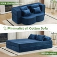 thumbnail image 2 of Queen Size Foldable Sofa Bed, Plush Futon Convertible Sleeper with High-Density Foam, Folding Floor Couch for Living Room Guest Room, Blue, 2 of 8