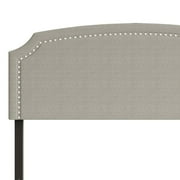 Home Design Cora Upholstered Full Headboard with Nailhead Trim and Adjustable Height, Warm Gray, Easy assembly
