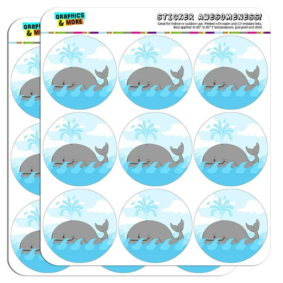 Cartoon Whale Ocean 2" Scrapbooking Crafting Stickers
