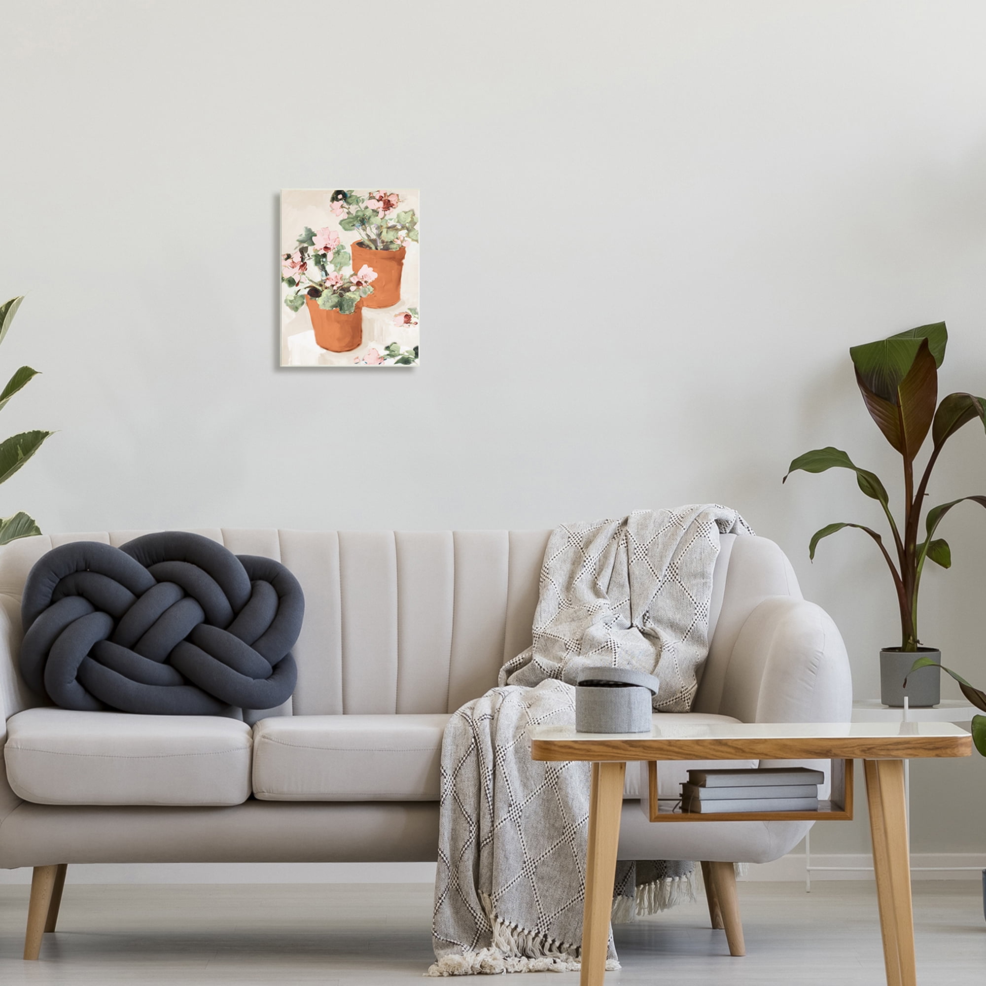 Stupell Industries Abstract Potted Flowers Soft Neutral Stair Still Life, 10 x 15, Design by Jane Slivka