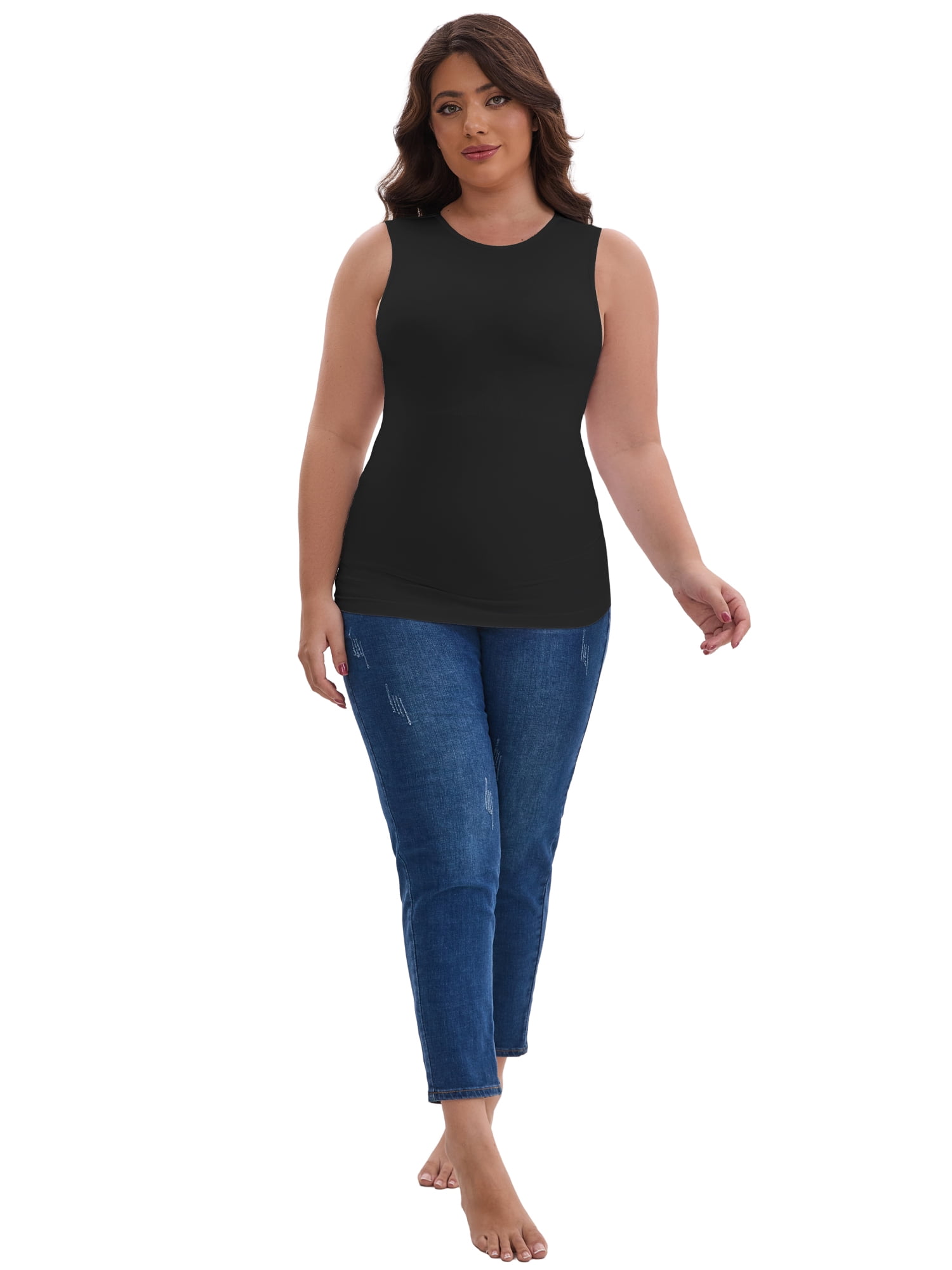 DARING DIVA Women's Soft Shapewear Tummy Control Tank Top Waist Control 3XL Black