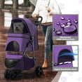thumbnail image 3 of Pet Stroller for Small Dogs 10 lbs, Dog Stroller for Medium Dogs 30 lbs, Cat Strollers for 2 Cats, 3 Wheels Foldable Jogger Puppy Stroller with Storage Basket and Cup Holder, Purple, 3 of 14