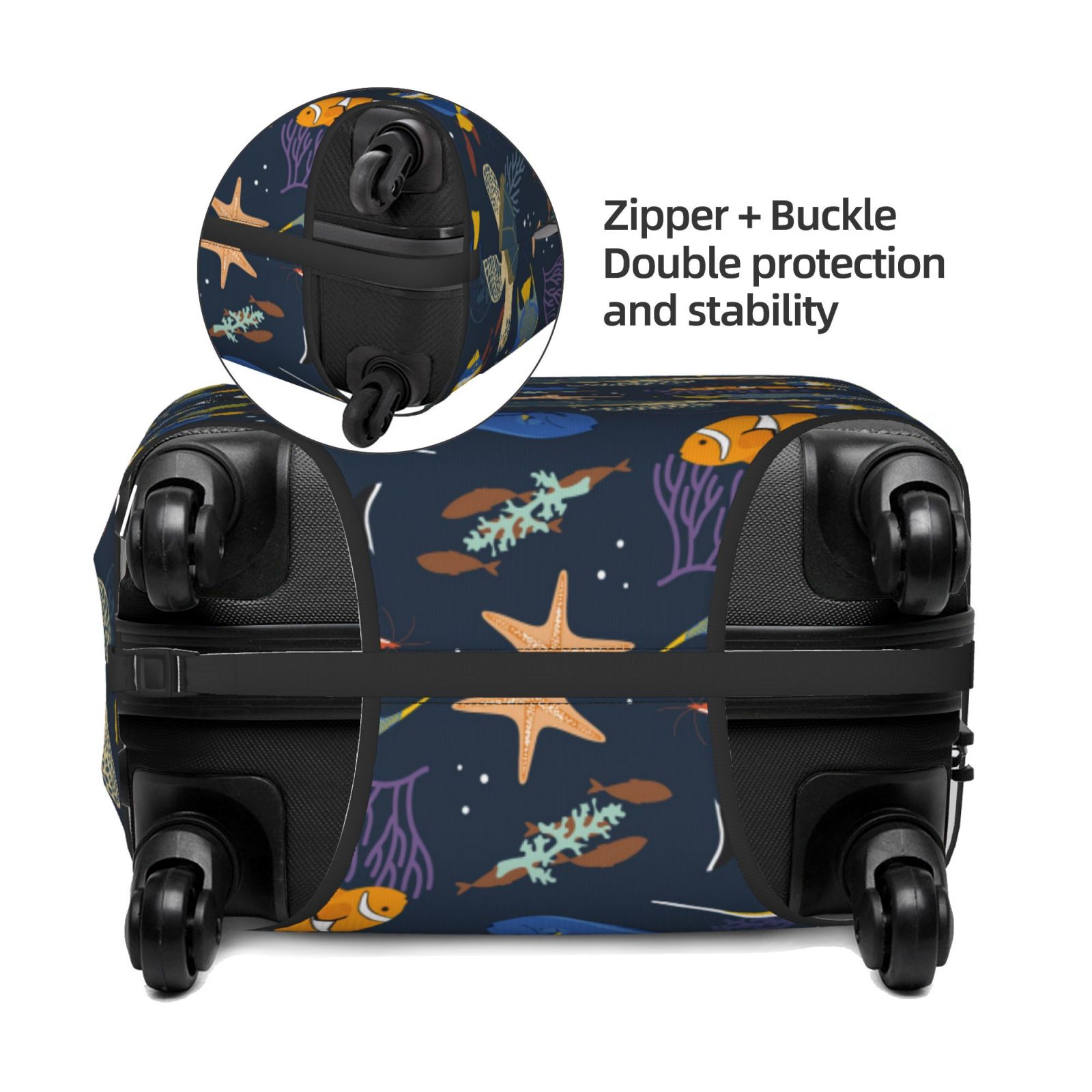 Vsdgher Undersea Animals Print Luggage Cover Washable Suitcase Cover Protector Anti-scratch Suitcase cover Fits 18-32 Inch Luggage