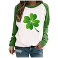 thumbnail image 2 of DPTALR Ladies Saint Patrick's Day Printed Round Neck Long Sleeved T-shirt Loose Top, 2 of 4