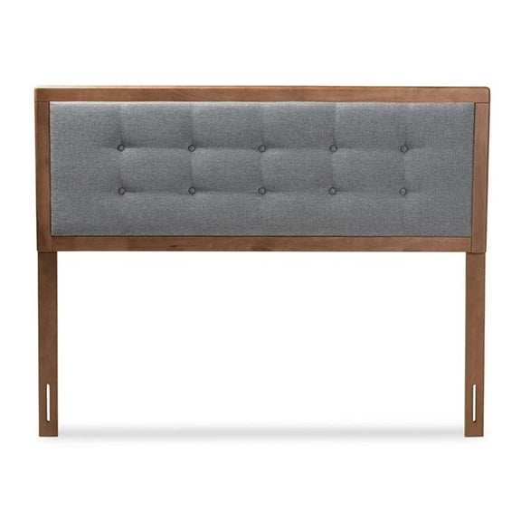 Bowery Hill Mid-Century Wood Tufted King Headboard in Dark Gray