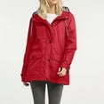 thumbnail image 4 of DENGDENG Rain Jacket Women Waterproof Lightweight Windbreaker Rain Coats Loose Fit Long Jackets Outdoor Travel Hiking Raincoat with Hood Red S, 4 of 5
