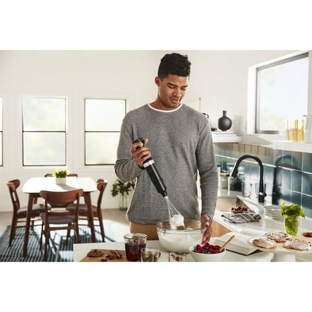 KitchenAid - Cordless Variable Speed Hand Blender with Chopper and Whisk attachment - KHBBV83 - Black Matte