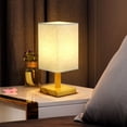 thumbnail image 3 of Lámpara de mesa pequeña para dormitorio – Lámparas de noche para mesita de noche, lámpara minimalista de madera maciza con pantalla de tela cuadrada, lámpara de lectura de escritorio para ha, 3 of 4