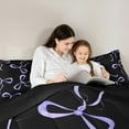 thumbnail image 4 of jejeloiu Kawaii Bowknot Bow 7-Piece Twin Bedding Sets,Chic Ribbon Bowtie Bedding Comforter Set,Purple Black Sheet Sets For Girl Breathable Home Decor Reversible, 4 of 8