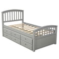 thumbnail image 4 of Aukfa 6 Drawers Platform Storage Bed, Solid Wood Captain Bed, Twin Size - Gray, 4 of 9