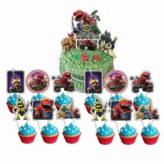 Dinotrux Cake Topper CupcakeS Set Birthday Party Supplies Decoration Decor Kit