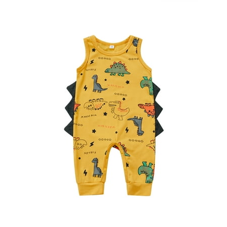 

Ma&Baby Toddler Baby Boy Romper Sleeveless Dinosaur Jumpsuit Long Pants Bodysuit