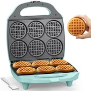 Mailand 6 x 3'' Multi Mini Waffle Maker Machine, Small Waffle Bites Iron, Non-stick, Aqua