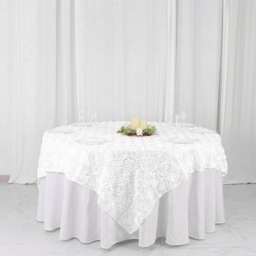 Efavormart 3D Rosette Square Tablecloth Overlay 72"x72"-White Square Tablecloth Cover For Wedding Party Event Banquet