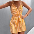 thumbnail image 2 of aidice Dressy Jumpsuits for Women V Neck Sleeveless Adjustable Strap Striped Belt Shorts Office Rompers, 2 of 5