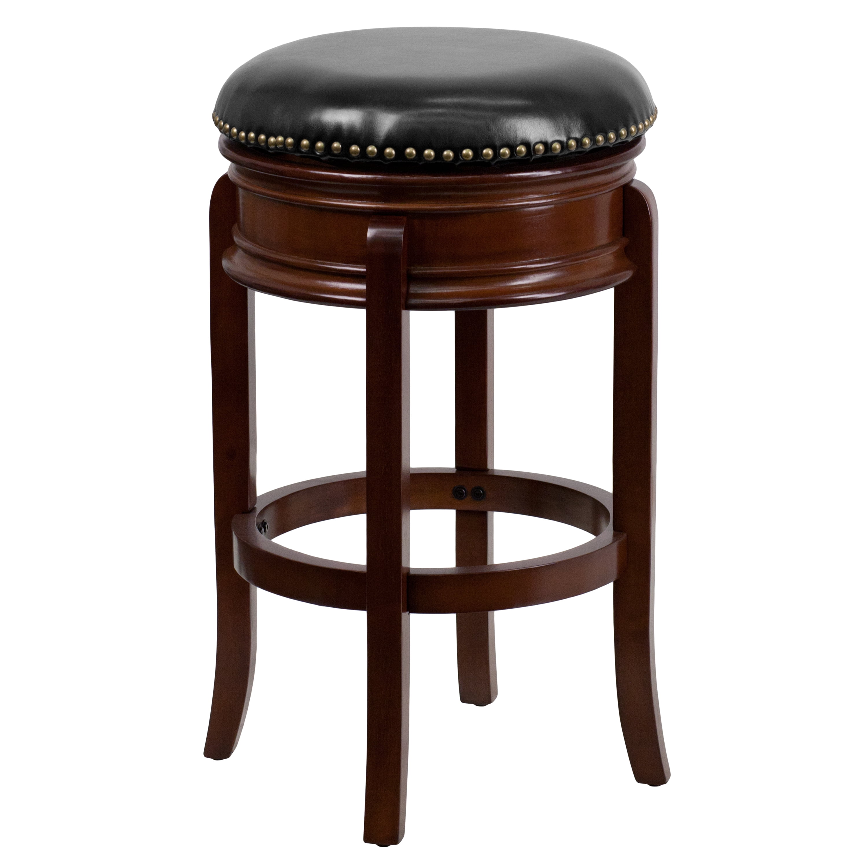 Flash Furniture 29 Backless Wood Bar Stool With Black Leather Flash Furniture 29 Backless Wood Bar Stool With Black Leather Swivel Seat Com
