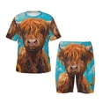 thumbnail image 1 of Cauagu Art de Tournesols Mignons en Forme de Vache pour Enfants, Ensemble de Pyjamas à Manches Courtes, Ensemble d'Été pour Enfants, Pjs à Col Rond 2 Pcs Parfait pour Petits Garçons Filles-3x-Grand, 1 of 3