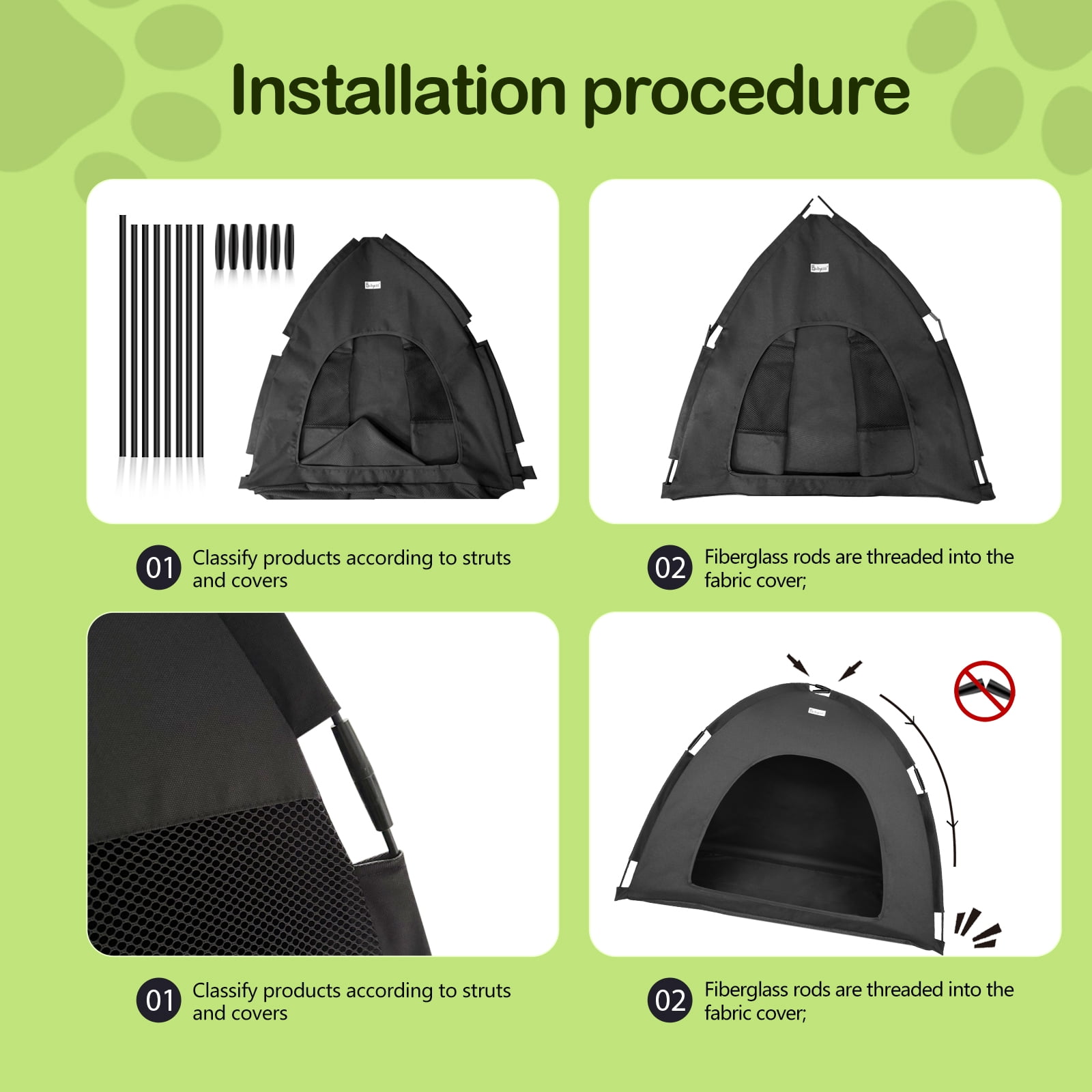 Nockovi 1 pack Outdoor Dog Shelter, 31.5 x 23.6 x 27.5 in, Waterproof Oxford Fabric, Breathable Mesh, for Small to Medium Dogs, Black