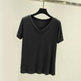 thumbnail image 3 of Womens Cotton Summer Tops, Short Sleeve Shirts for Women Casual Loose Fit Solid Color V Neck T-Shirts, 3 of 3
