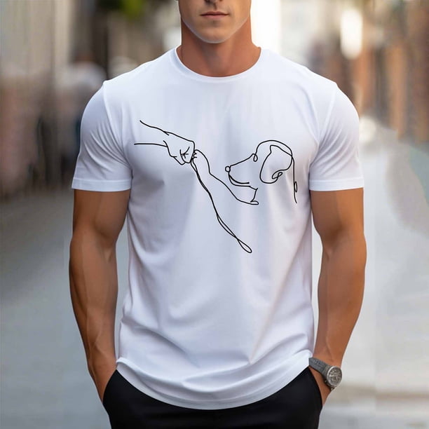 Tops para hombre, blusas y camisas de cuello redondo y manga corta para hombre, blusas casuales de cuello redondo con estampado de moda para hombre, blusas de cuello redondo y manga corta, camisas par