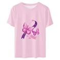 thumbnail image 3 of CLOISE Womens Breast Cancer Shirts Short Sleeve Round Neck Blouses Butterfly Ribbon Oversized Breast Cancer Support T Shirts Trendy Casual Tee Shirts Cancer Awareness Fall Outfits Pink S, 3 of 3