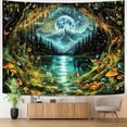 thumbnail image 7 of Fantasy Moonlight Forest Lake Tapestry, Enchanted Night Landscape Wall Hanging for Room Decor, Dreamy Nature Home Decor 30L x 40W, 7 of 7