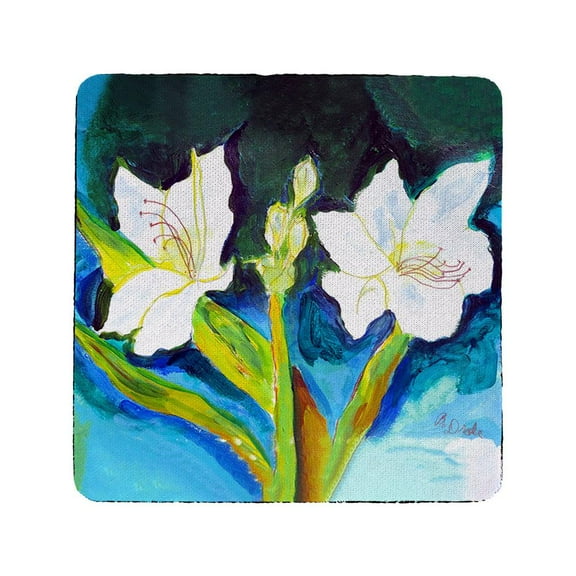 Betsy Drake Interiors White Lilies Coaster Set of 4