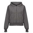 thumbnail image 2 of IMENGL Short zippered solid color hooded sweatshirt, Gray M, Size M-2XL, 2 of 9
