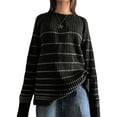 thumbnail image 1 of Qiylii Women's Y2K Striped Pullovers Sweater Oversized Vintage Knitted Sweater Kawaii Preppy Grunge Knitwear, 1 of 5