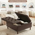 thumbnail image 5 of Weture Leather Oversized Square Storage Ottoman, Tufted Upholstered, No Assembly Required, 35 Inch, Brown, 5 of 7