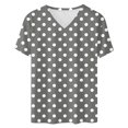 thumbnail image 5 of JSheng Summer Plus Size Womens T-Shirts Women's Oversized V-neck Short Sleeve Polka Dot Casual Loose Tops Gray L, 5 of 5