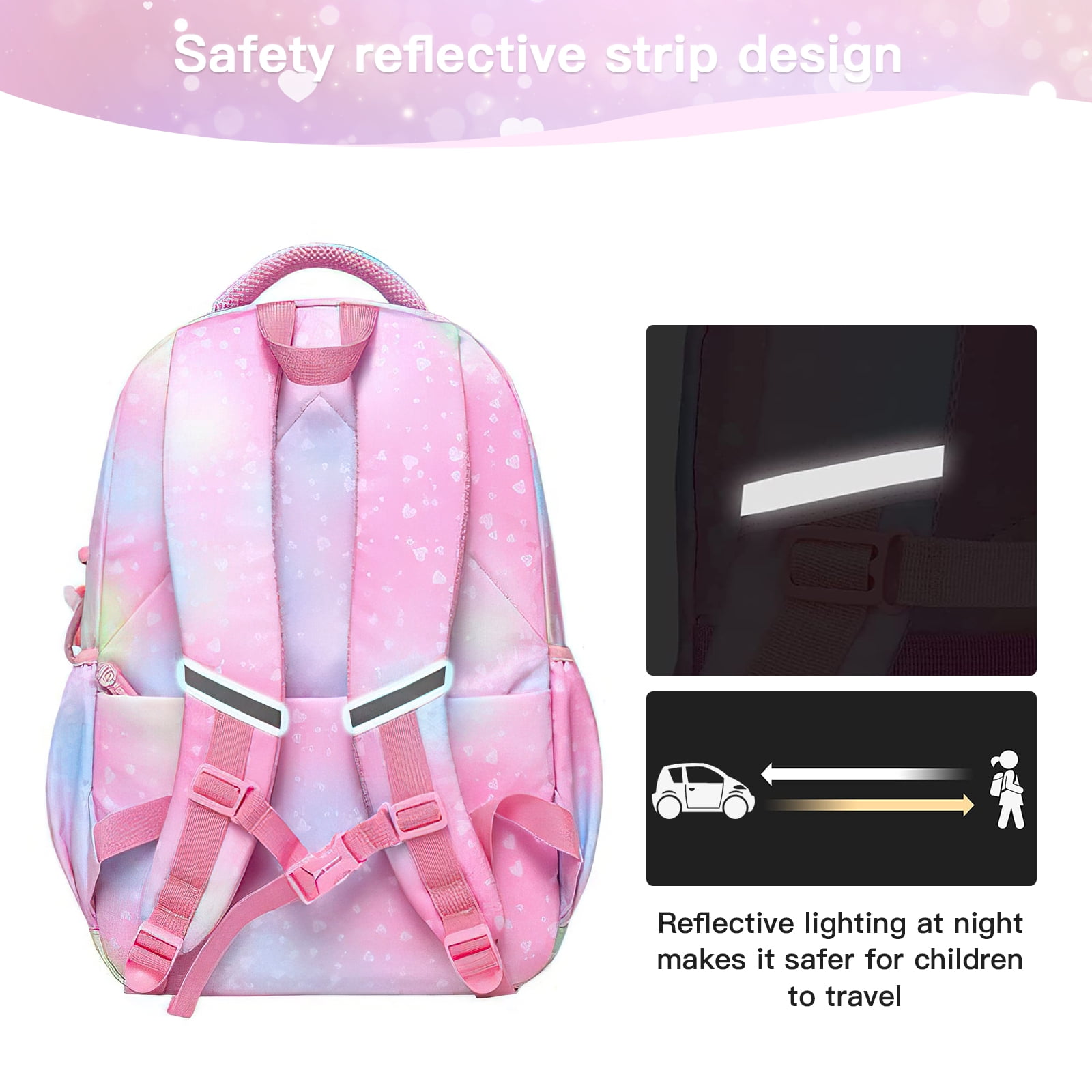 Kadyn Girls Backpack, Waterproof Princess School Backpacks for Teen Girl Kid Students, Cute Book Bag with Compartments and Lunch Bag, Pink Kadyn Girls Backpack, Waterproof Princess School Backpacks for Teen Girl Kid Students, Cute Book Bag with Compartments and Lunch Bag, Pink