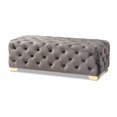 thumbnail image 1 of Baxton Studio Avara Pouf Moderne en Velours Touffeté Gris et Or, 1 of 8
