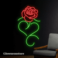 thumbnail image 3 of Glowneon Rose Line Art Neon Sign, Rose Led Light Wall Decoration, 3 of 4