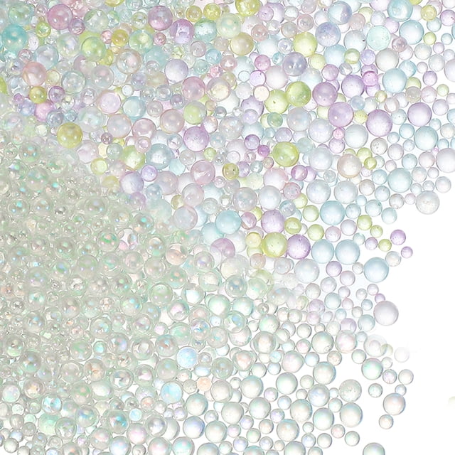 Perlas de Burbuja de Resina Uxcell, Mini Burbujas de Vidrio Iridiscentes Sin Agujero para Manualidades de Bricolaje Blanco/Colores Mezclados (Claro)